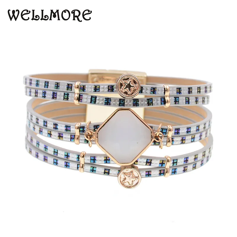 0 : Buy WELLMORE new stlye leather bracelets ,glass Bohemian bracelets charm ...