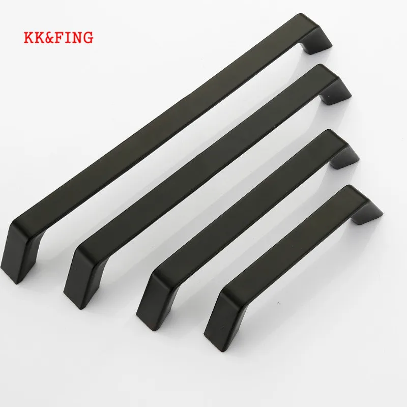 KK& FING в американском стиле алюминиевый черный кухонный шкаф ручки ящики тянет шкаф дверные ручки для мебельной фурнитуры
