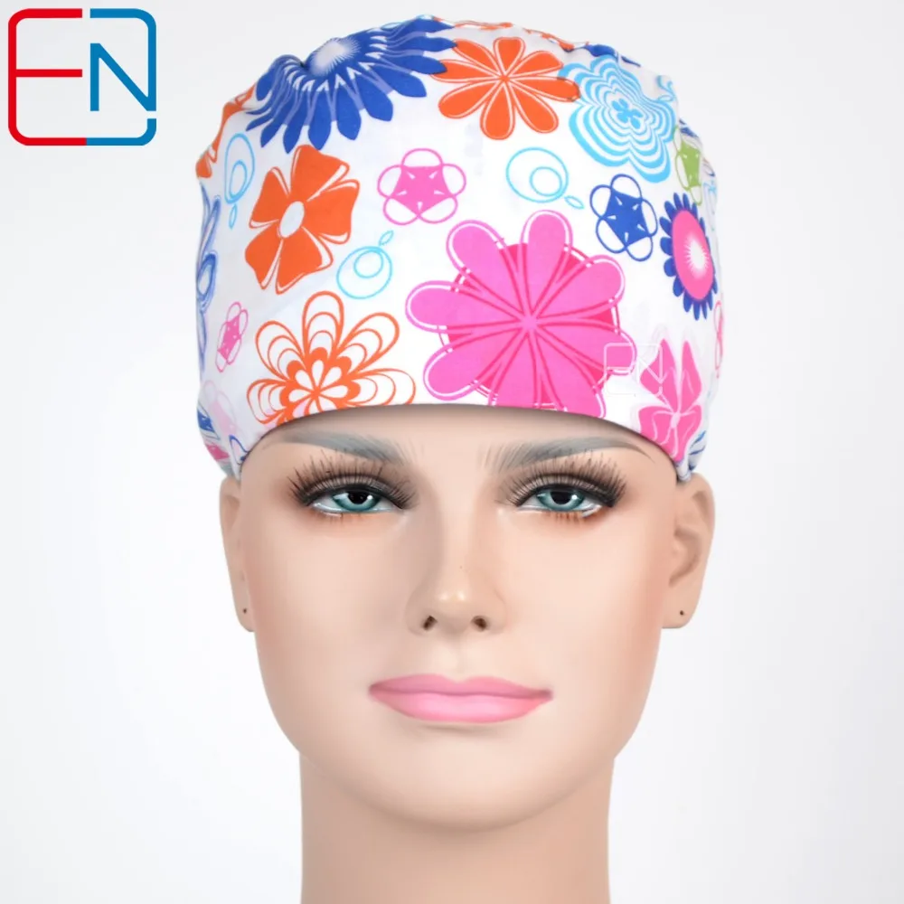 

Hennar Brand Scrub Caps Top Quality Womens Medical Surgical Caps Masks Dentist Doctor Nurse Tieback Elastic Adjust Working Caps