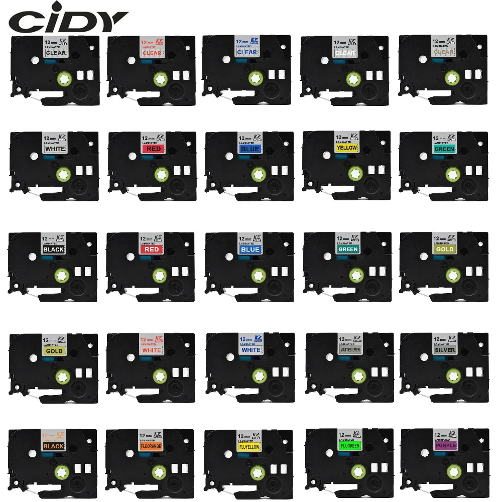 

CIDY tze-231 Multicolor Compatible laminated tze 231 tze231 12mm Black on white Tape tz-231 for brother p-touch printer tze-131
