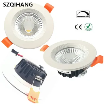 

Super Bright Dimmable Led downlight COB Spot Light 10W LED recessed Lights Bulbs Indoor Lighting White shell free shippping