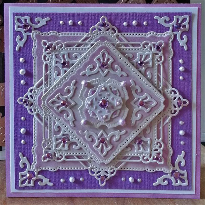 

Eastshape Lace Square Frame Dies Metal Cutting Dies Scrapbooking Edge Border for Card Making DIY Craft Embossing Die Cut New