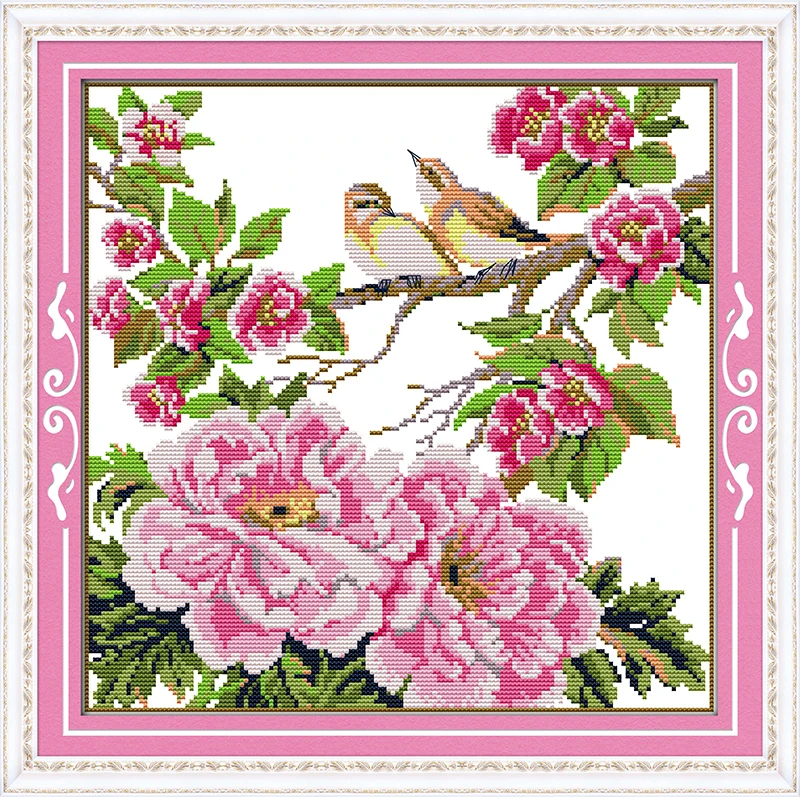 

Flowers and little birds Cross Stitch Kits Printed Canvas DMC Counted printed Cross-stitch set Embroidery Needlework Kit DIY