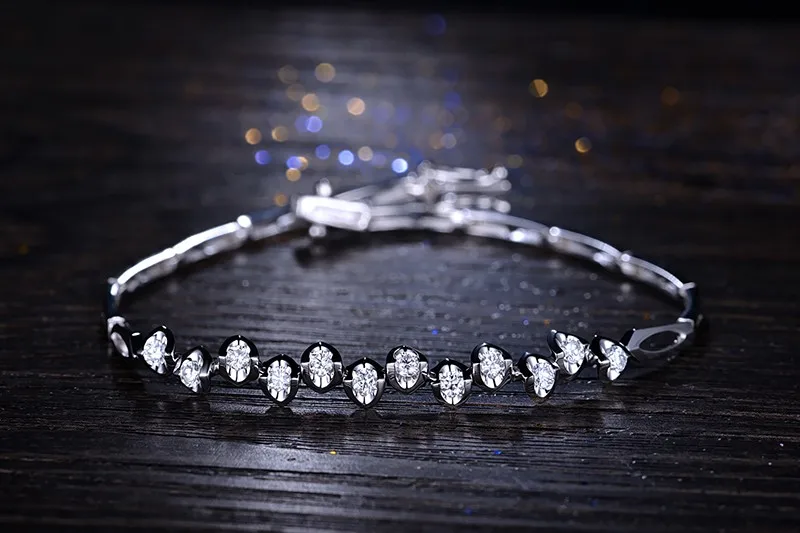 ZOCAI дизайнер 0,48 CT CERTIFIED DIAMOND браслет ювелирные изделия браслетов BRACLETS круглая огранка 18 К белого золота S00008