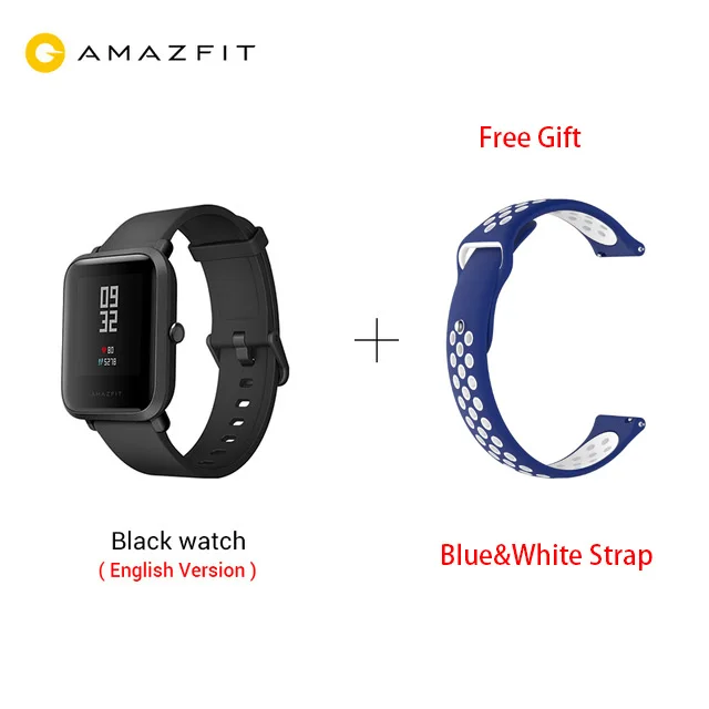 Huami Amazfit Bip Смарт часы Bluetooth gps Спорт монитор сердечного ритма IP68 Водонепроницаемый напоминание о звонках MiFit приложение сигнализация вибрация - Цвет: add blue white