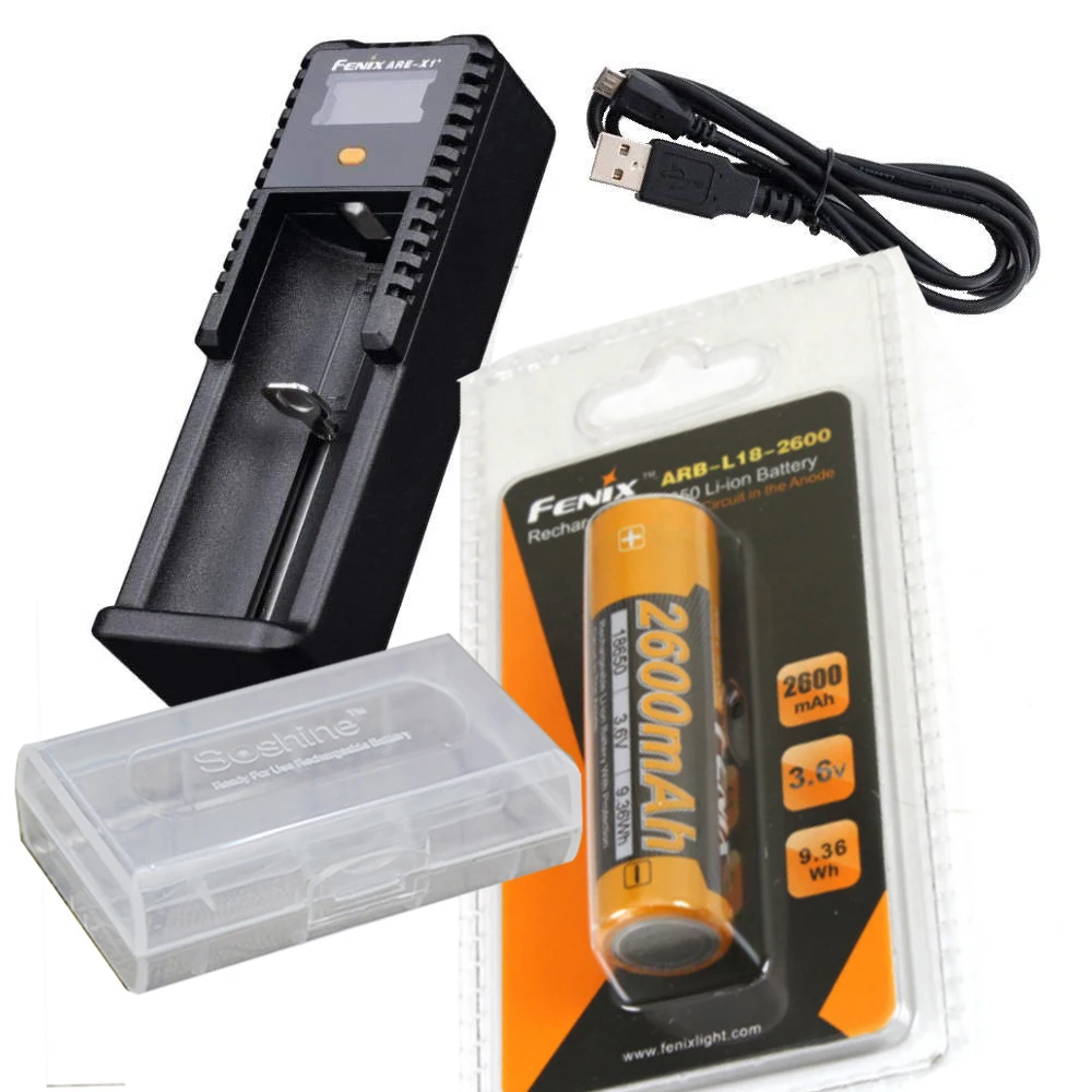 

Fenix ARE-X1+ Plus USB powered battery charger & Fenix ARB-L18-2600 mAh Protected 18650 Rechargeable Li-ion Battery with CASE