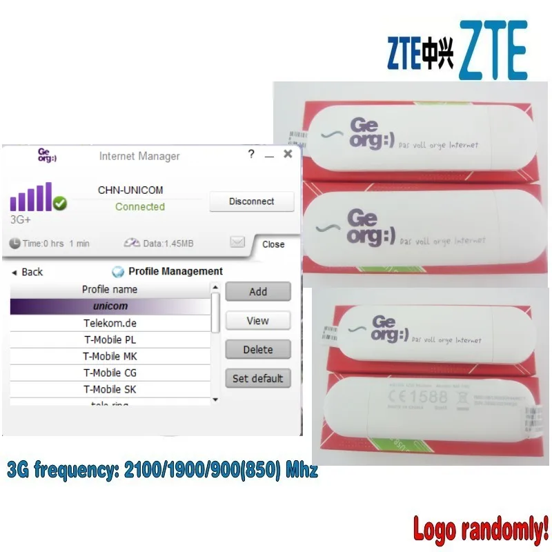 Лот 500 шт. ZTE mf195 3G USB datacard, DHL доставка