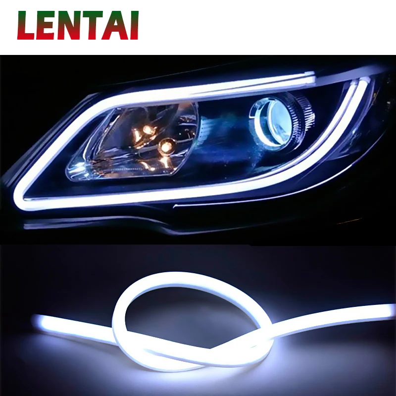 LENTAI 1 комплект 60 см автомобиля светодиодный DRL полосы светильник белый + желтый