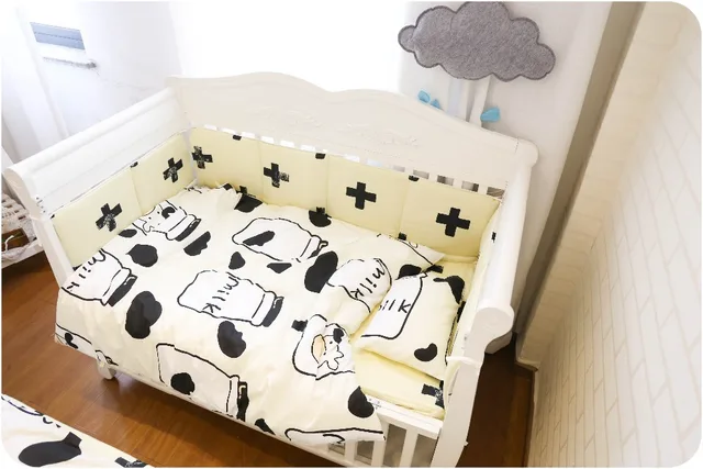 7 Pc Cross Cow Fashion Infant Cot Bedding Set For Newborn Babies And 7 Pc Cross Cow Fashion Infant Cot Bedding Set For Newborn Babies And 4pc Pas