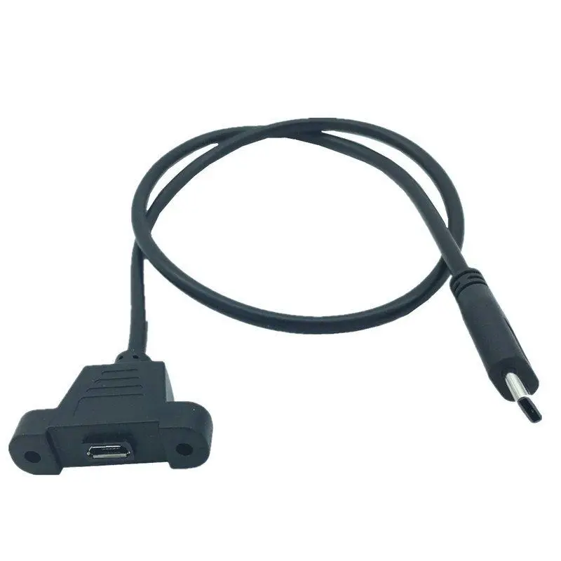 Black 50 см USB 3,1 Тип C "папа" в USB "Мама", 2,0 Мини 5-контактное гнездо Панель крепление кабель для передачи данных - Цвет: Black