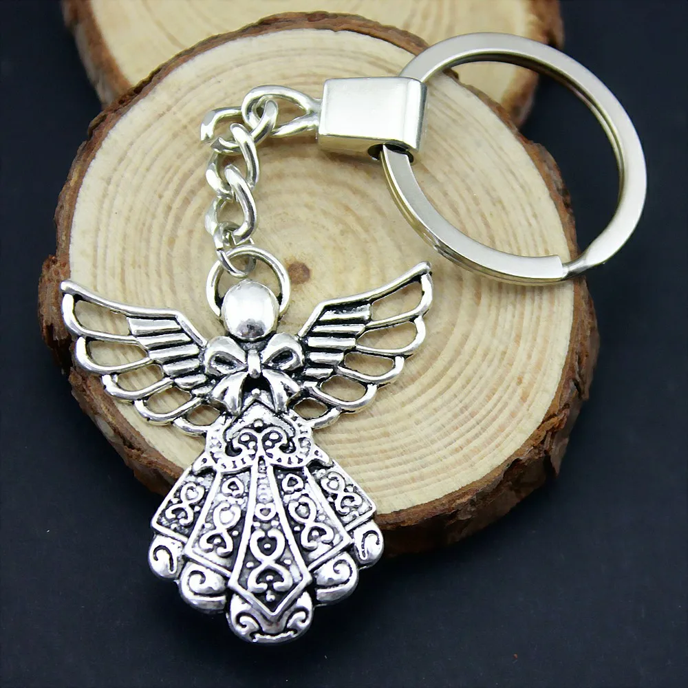 

Home Decor Metal Crafts Party Favors angel Pendants DIY Car Key Ring Holder Souvenir For Gift