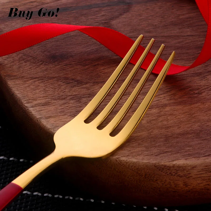  16/24PCS Red Gold Cutlery Stainless Steel Flatware Set Dinner Knife Spoon Fork Set Kitchen Tools Di - 32958246140