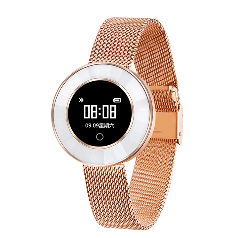 X6 умный женский браслет с шагомером IP68 Водонепроницаемый умный фитнес-браслет Bluetooth напоминание счетчик шагов часы - Цвет: Net belt gold