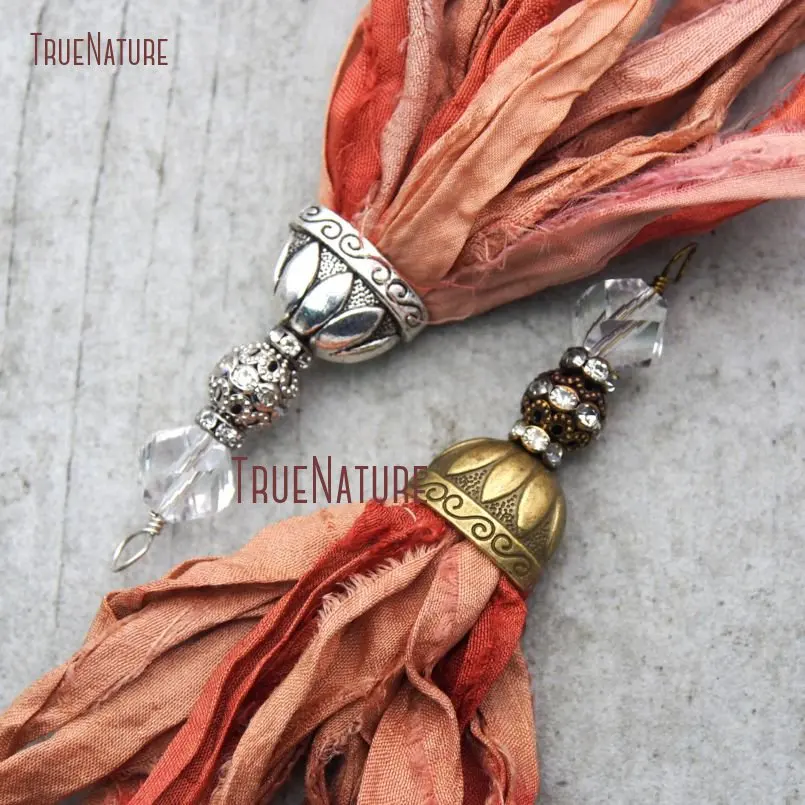20180303-PM10559- Earth Orange Shades Sari Silk Tassel Pendant_4