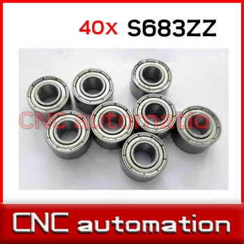 

40pcs 683 S683ZZ S683-2Z 3*8*4 Miniature stainless steel deep groove Radial shaft ball bearing
