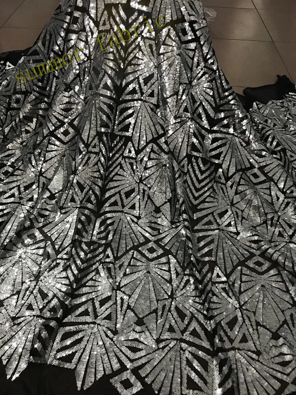 2018 Latest Silver French African Lace Fabric High Quality Embroidered Tulle with sequins For Wedding | Дом и сад