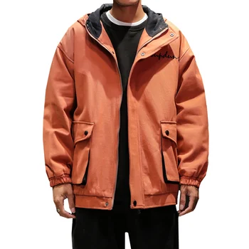 

Spring Autumn High Quality Men New Casual Hooded Jackets Plus Size M-4XL Long Sleeve Multi Pockets Windbreakers Coat Male