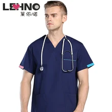 Бренды LEHNO новая моющаяся одежда мужские наборы скрабов свободные с коротким рукавом кисти пальто+ брюки хирургические униформы commfortable