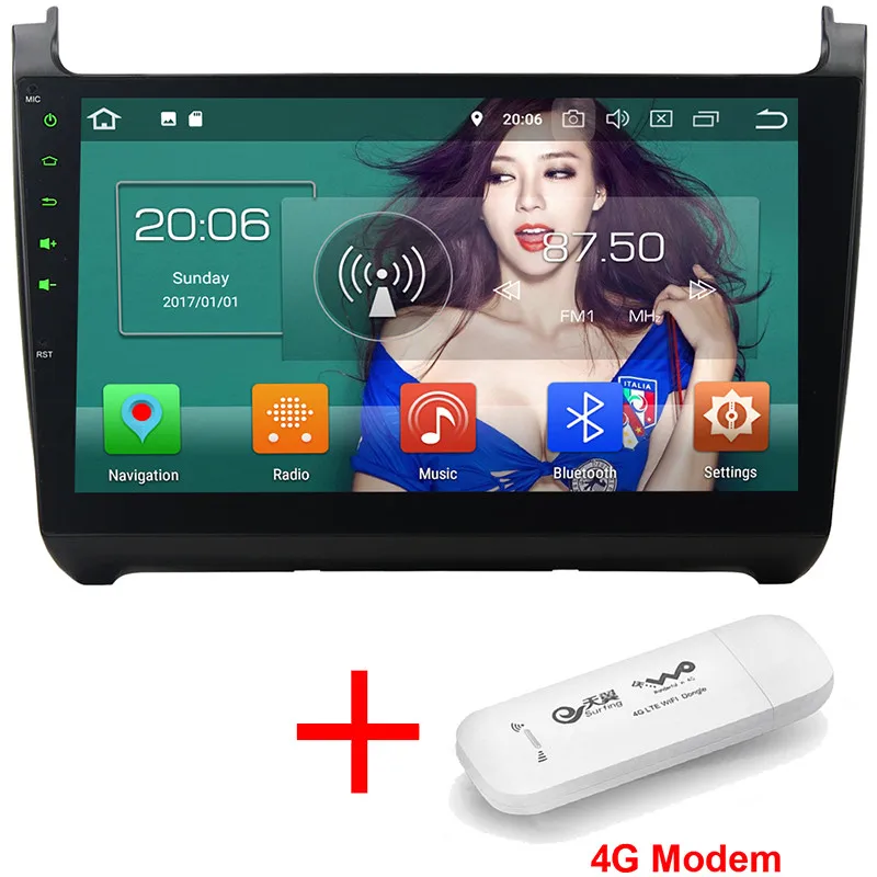 KLYDE 10," ips 4 г Android 8 Octa Core 4 ГБ Оперативная память+ 32 ГБ BT DVD мультимедиа плеер для Volkswagen VW Polo 2012 2013 - Цвет: Radio x 4G Modem