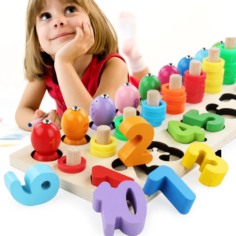 

Wooden Montessori Materials Learning To Count Numbers Matching Digital Shape Match Early Learning Education Teaching Math Toys