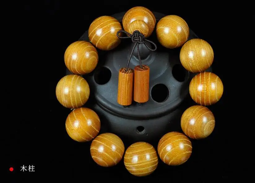 

20mm Nice Natural Gold sandalwood Beaded Bracelet For Cool Man and Fashion Man