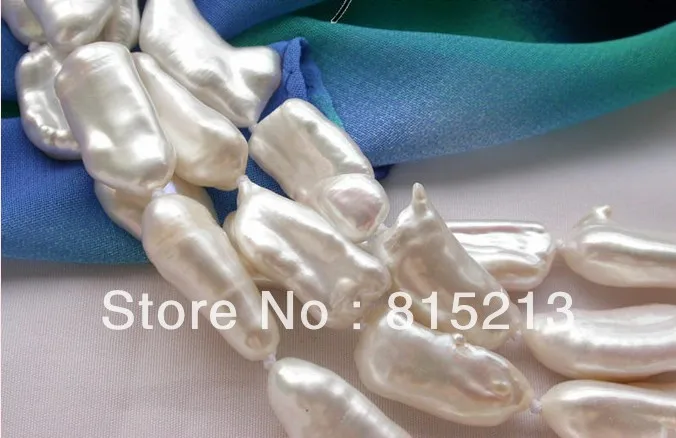 

N257 4row 17" 22mm white stick KESHI REBORN PEARL NECKLACE % Discount AAA