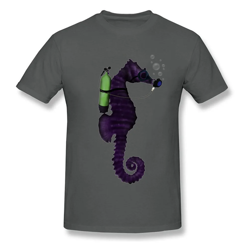 SCUBA SEAHORSE 100% Cotton Tshirts for Men Short Sleeve Funny Tops T Shirt Cheap VALENTINE DAY Crew Neck Tops Shirts Design SCUBA SEAHORSE carbon