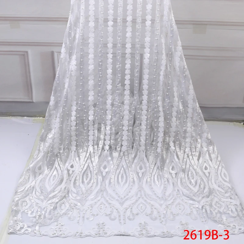 African Lace Fabric 2019 French lace high quality tulle mesh net fabric with sequins and beads Nigerian KS2619B-3 | Аксессуары для