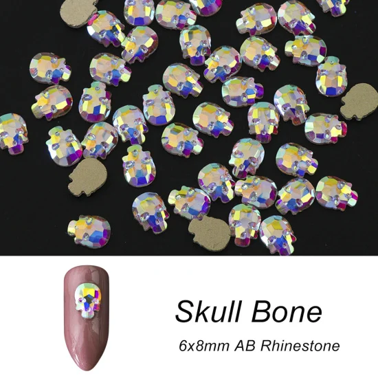 Полная красота 10 шт. Кристальные блестящие 3D Стразы для дизайна ногтей AB Красочные конский глаз/капля/Футбол/алмаз DIY Декор Подвески CH532-1 - Цвет: Skull Bone 6x8mm