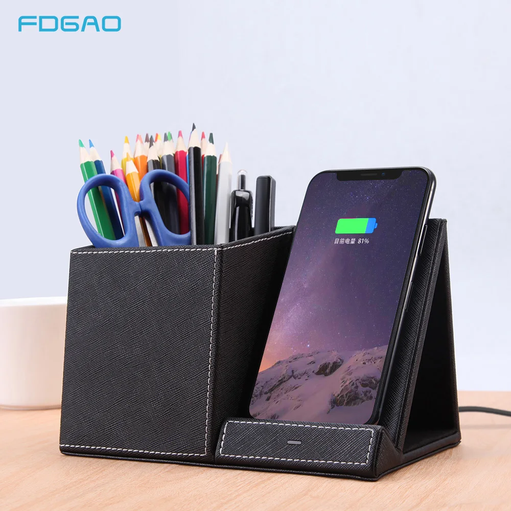 

FDGAO Fast Wireless Charger Stand Pen Holder for iPhone XS Max X XR 8 Plus Samsung Note 9 8 S9 S8 S7 10W QI Inductive charger