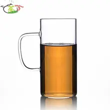 1x330 мл прямая Цветочная зеленая чайная чашка с ручкой с термостойким стеклом-высококачественное многоразовое стекло