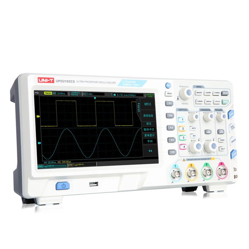 UNI-T UPO2102CS ультрафосфорные осциллографы 2CH 100MHZ Scopemeter Scope meter 7 дюймов Широкоэкранные ЖК-дисплеи USB интерфейс