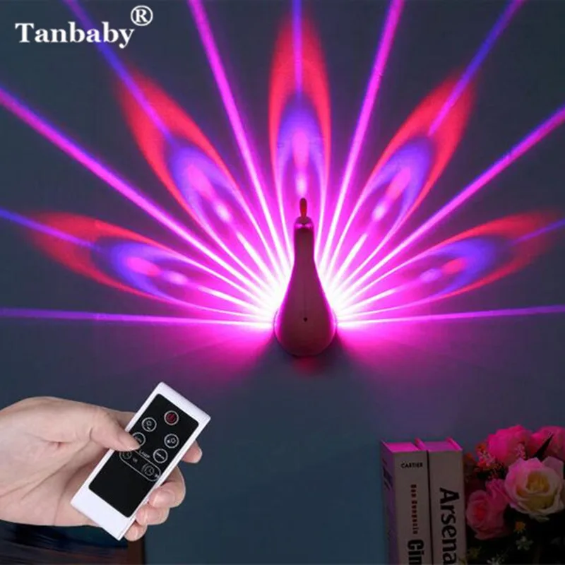 

Tanbaby DC5V Novelty Animal Peafowl Led Night Light Color Changing Remote Control Wall Night Light for kids bedroom children
