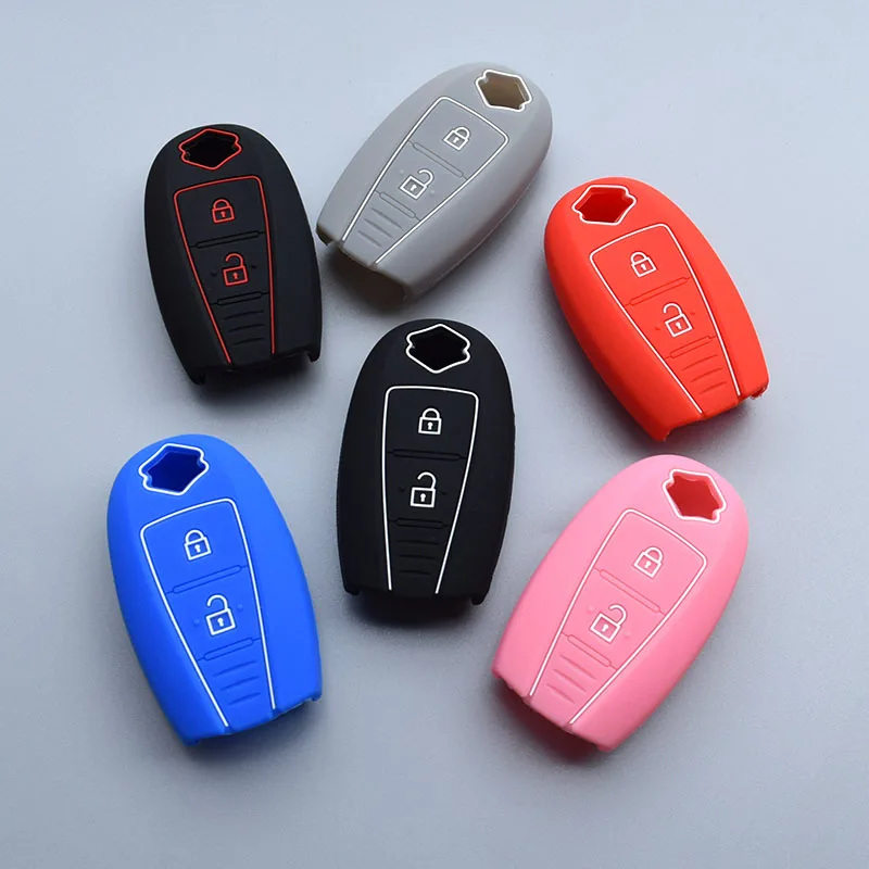 

For Suzuki Vitara Swift Ignis Kizashi SX4 Baleno Ertiga 2017 2018 2 Button remote Protect silicone rubber key fob cover case
