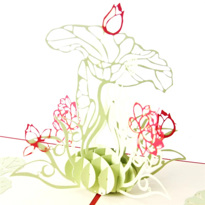 1823 10 Pcslot Kirigami Origami Carte 3dpop Up Carte Créative Cubique Fleur De Lotus Cartes De Voeux Et Cadeau Journée De Lenseignant In