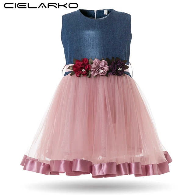 Cielarko Baby S Dress Infant Flower Dresses For Birthday Party Cielarko Baby S Dress Infant Flower Dresses For Birthday Party Formal Denim Tulle Design Ball Gown