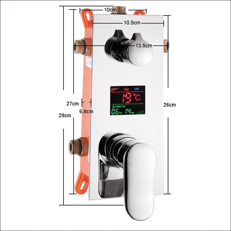 Новинка, смеситель для душа с цифровым температурным дисплеем, потолочный хромированный скрытый смеситель для душа, горячая и холодная с ручными душевыми кранами