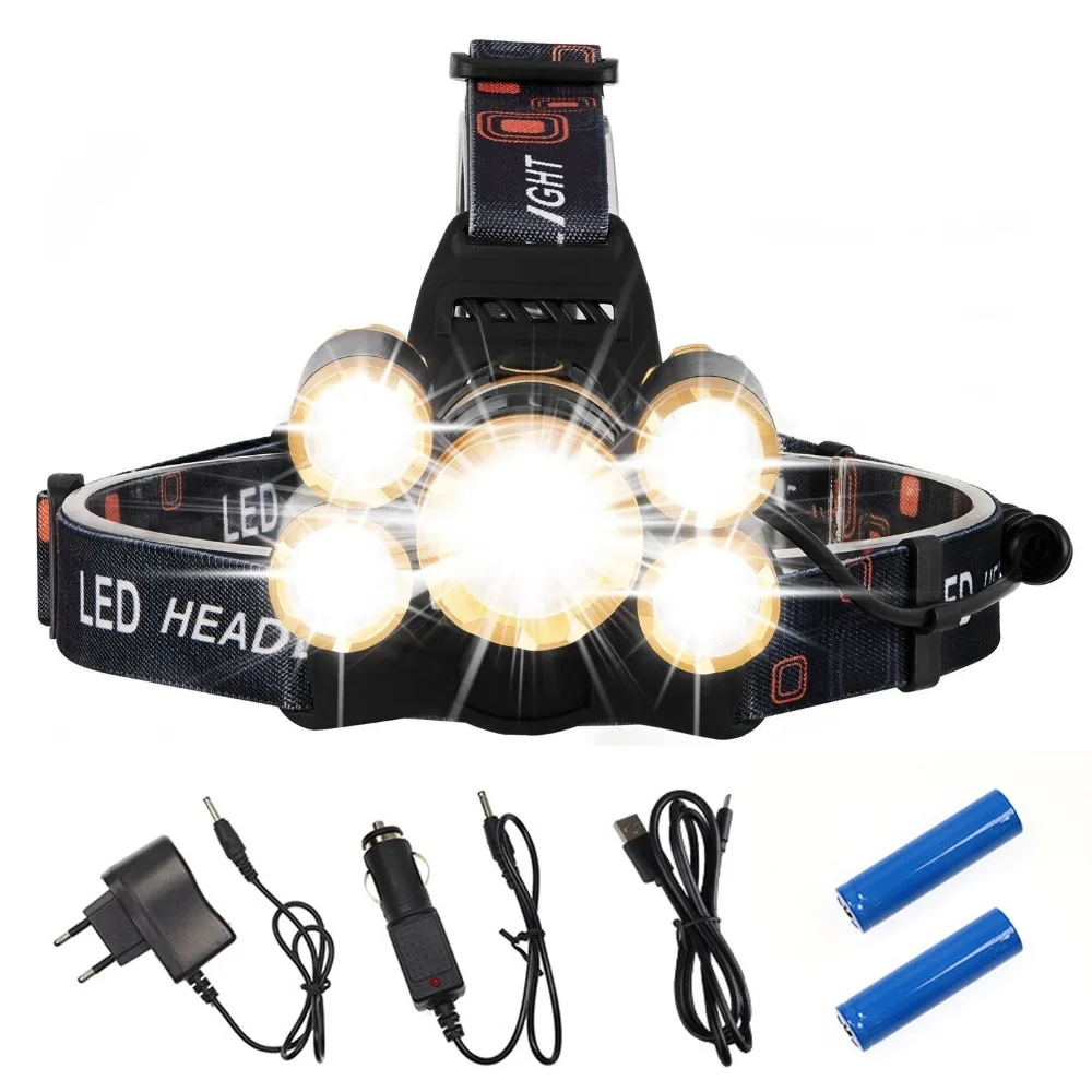 

Rechargeable Fishing LED Headlamp 5LEDs High Lumen Zoomable Headlight Waterproof Zoomable Flashlight for Cycling Running Hunting