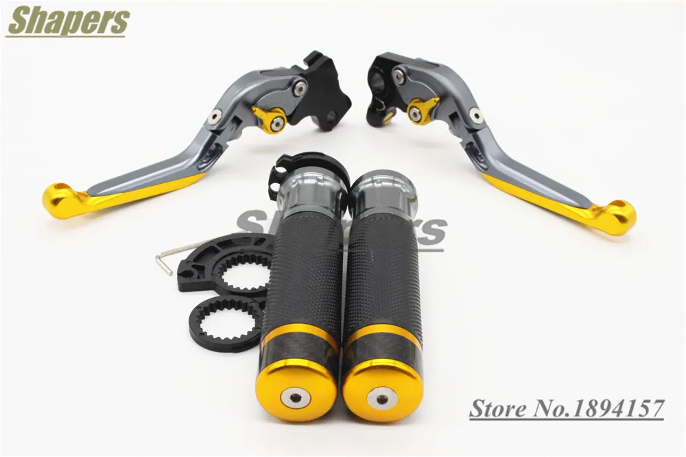 

For DUCATI MONSTER 821 Hypermotard 821 / Strada CNC Aluminum Folding Brake Clutch Levers Handlebar Hand Grips Set Golden