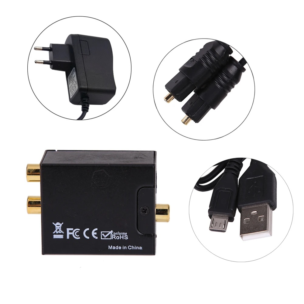 

Digital Optical Coaxial Toslink Signal to Analog Audio Converter male to male Adapter RCA L/R audio UK/ EU/ US adapter