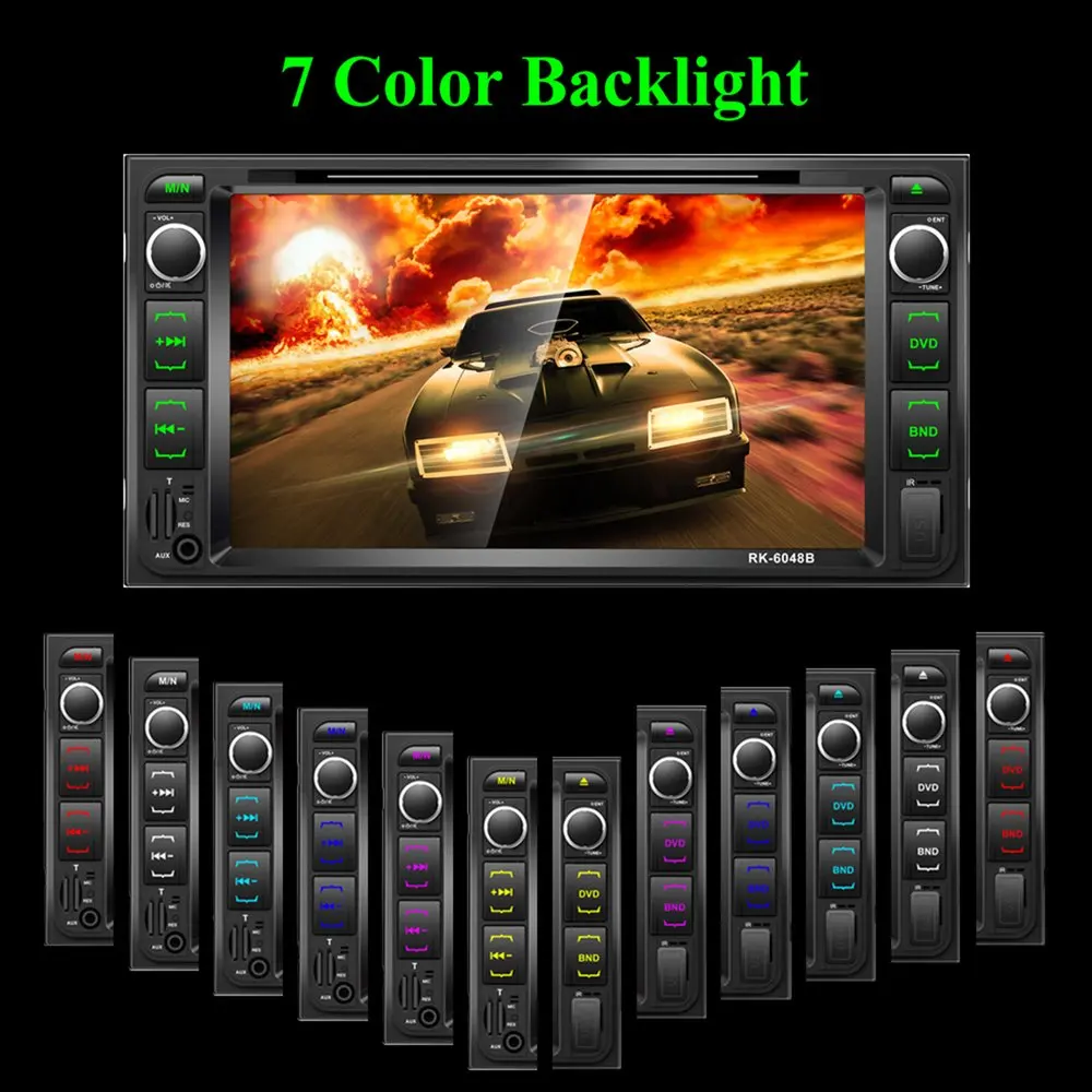 

RK-6048B 7" LCD Car MP5 Player FM AM Tuning Radio AUX-in USB TF Remote Control BT Call & Music DVD Player Support Rear View