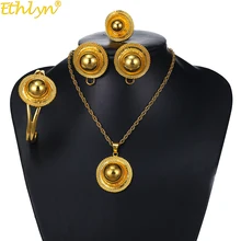 Ethlyn Эфиопский/Эритреи золото Цвет Горячая Мода Круглый классические ювелирные аксессуары Свадебные вечерние Африка Для женщин свадебные SetsS221