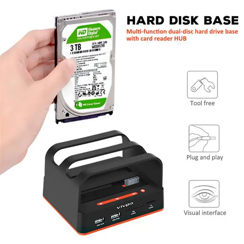 

11.11 Dual Hard Drive Base Idesata Mobile Hard Disk Box External Card Reader USB Dual Hard Disk Drive Docking Station