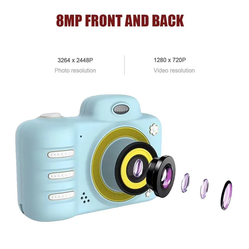 2,4 дюймов 8MP 720P Kids; Камера мультфильм милые обучающие детская камера