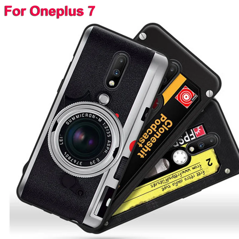 

6.41" For Oneplus 7 Case retro phone camera soft TPU Case oneplus7 silicone Protective Shell 1+7 back bumper one plus 7 cover