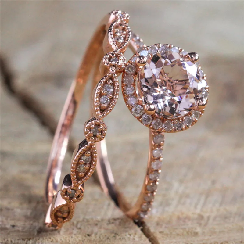 

Women Elegant Silver 925 Princess Cut Sparkling Zircon Stone Rings Set S925 Rose Gold White CZ Slim Finger Ring Wedding Jewelry