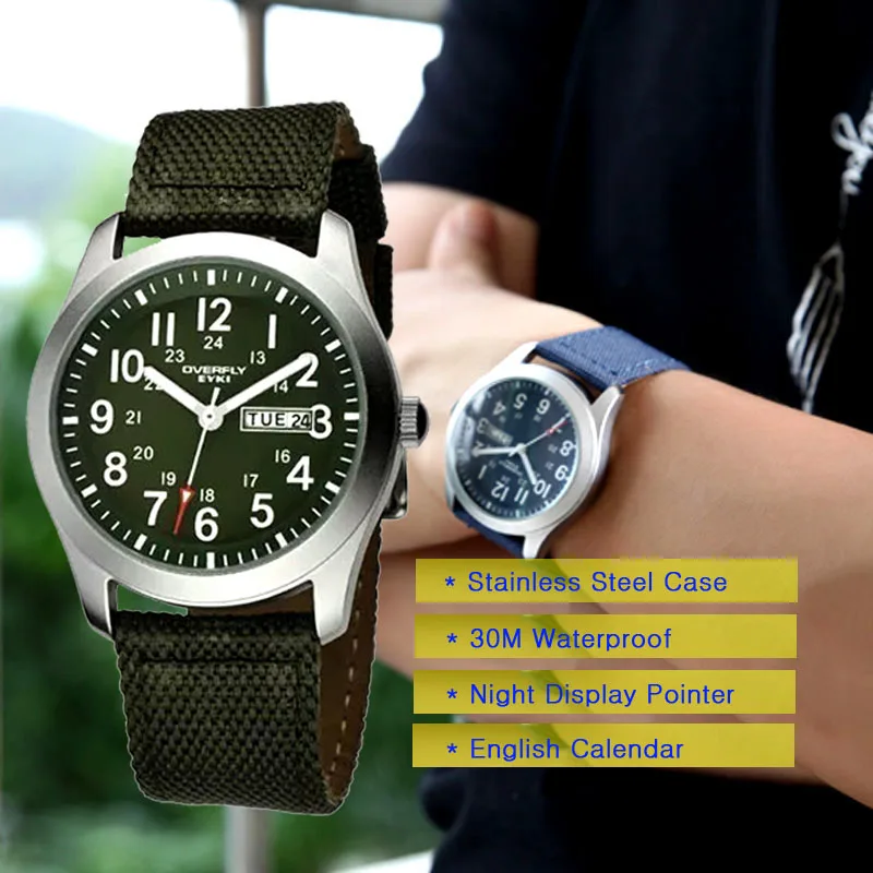 

Sport Watch For Men 10M Waterproof Night Display Pointers With English Calendar Quartz Wrist Watch WT005