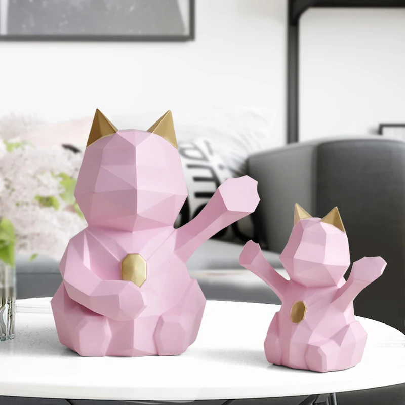 Скандинавский 3D стерео геометрический Кот на удачу украшение полимерное для