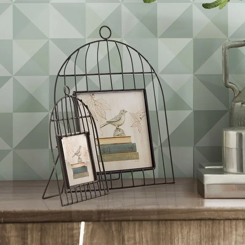 

Metal Birdcage Photo Frame Creative Simple Desktop Decoration Modern Personal Photo Frame