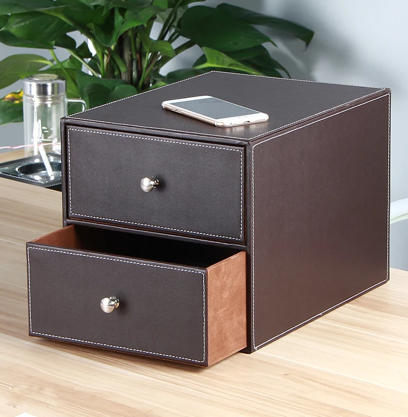 Yuppie Shi Leather Desk Box Cabinet File Rack A4 Multilayer Drawer